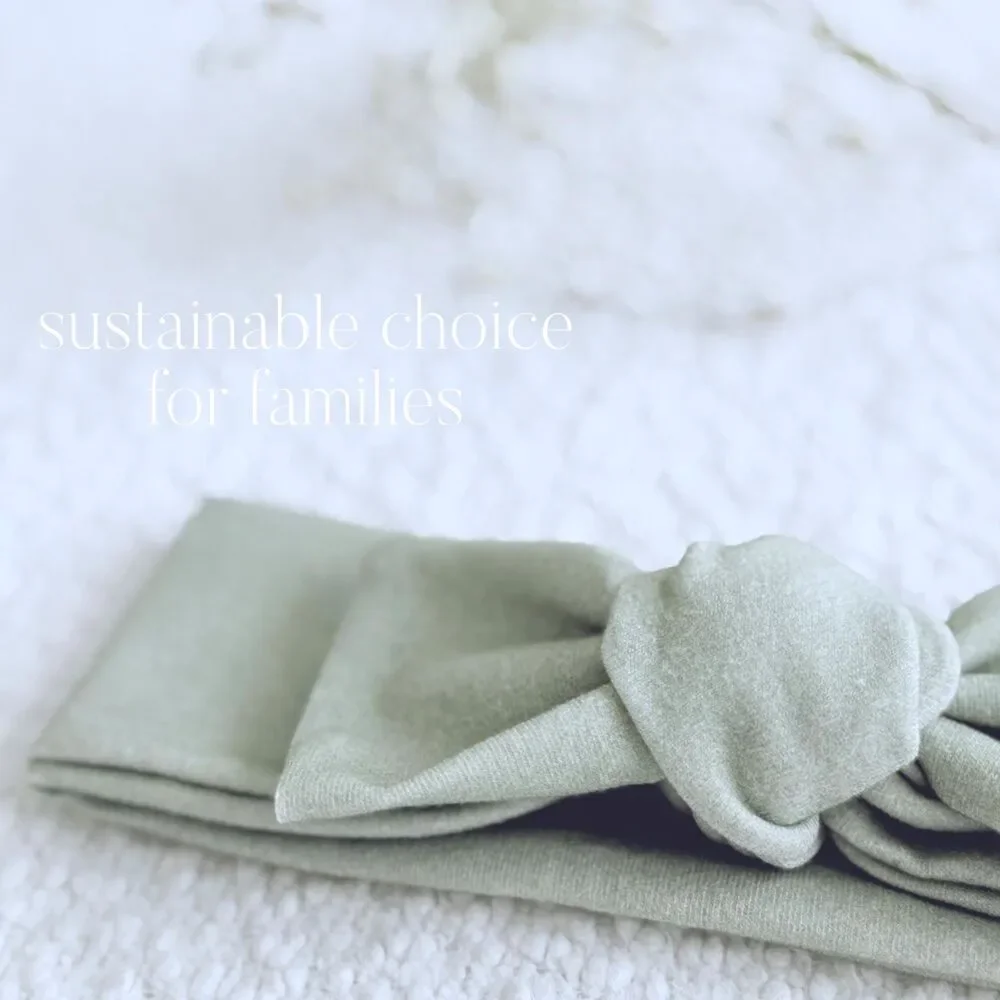 Organic Cotton Bow For Baby | Sustainable Headband | Earthy Sage | Minimalist